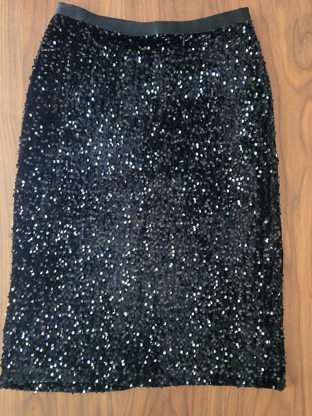 Glam Black Sequin Pencil High Waisted Sparkly Skirt M